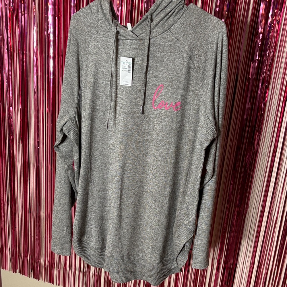 Maurices Heather Gray Hoodie with Pink Script